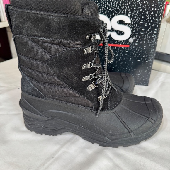 Mens Totes Briggs Black Waterproof Snow Boots, Size 9 w/ original box - Picture 3 of 11